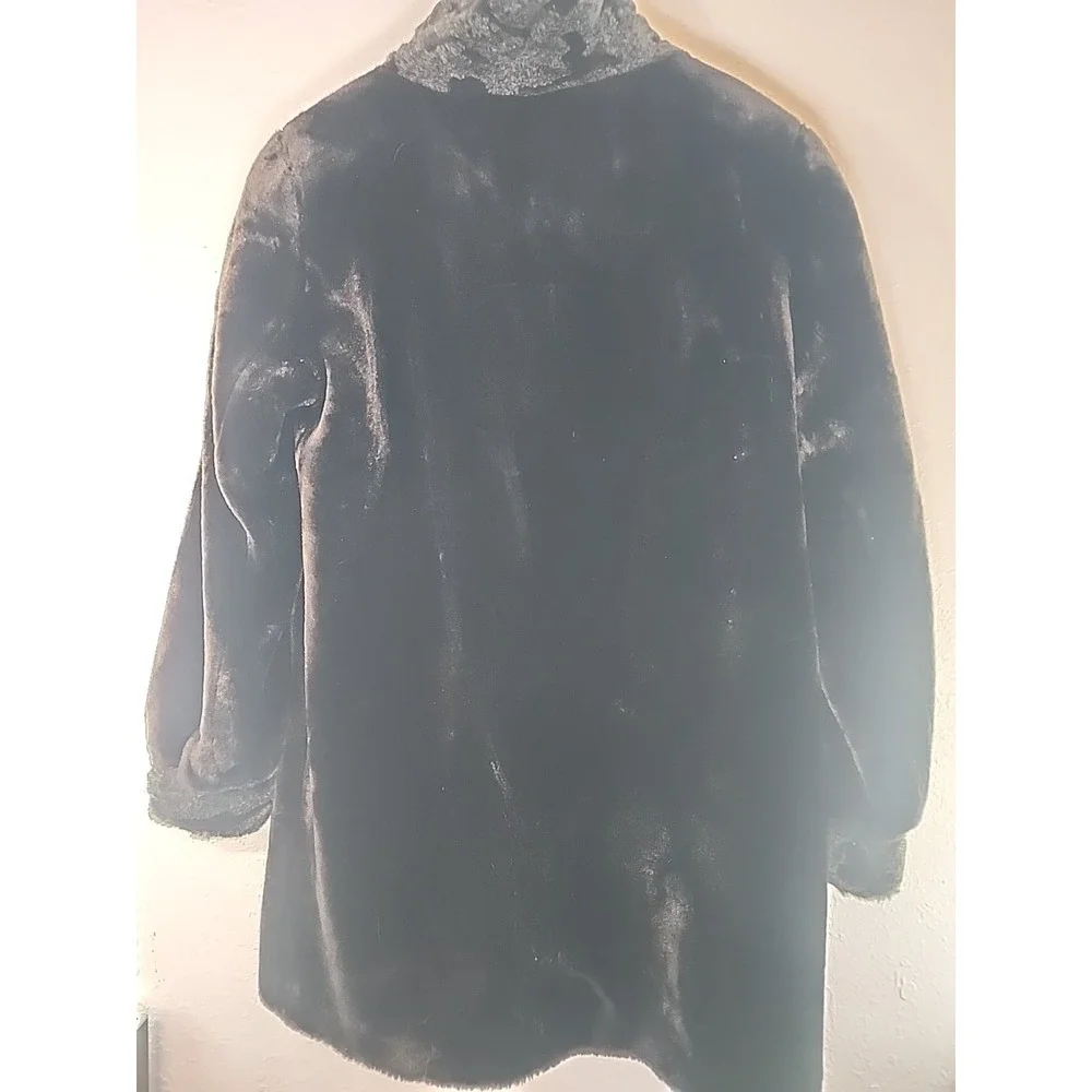 Y2K Blair Black Faux Fur Coat Womens  Sm with Pockets‎
